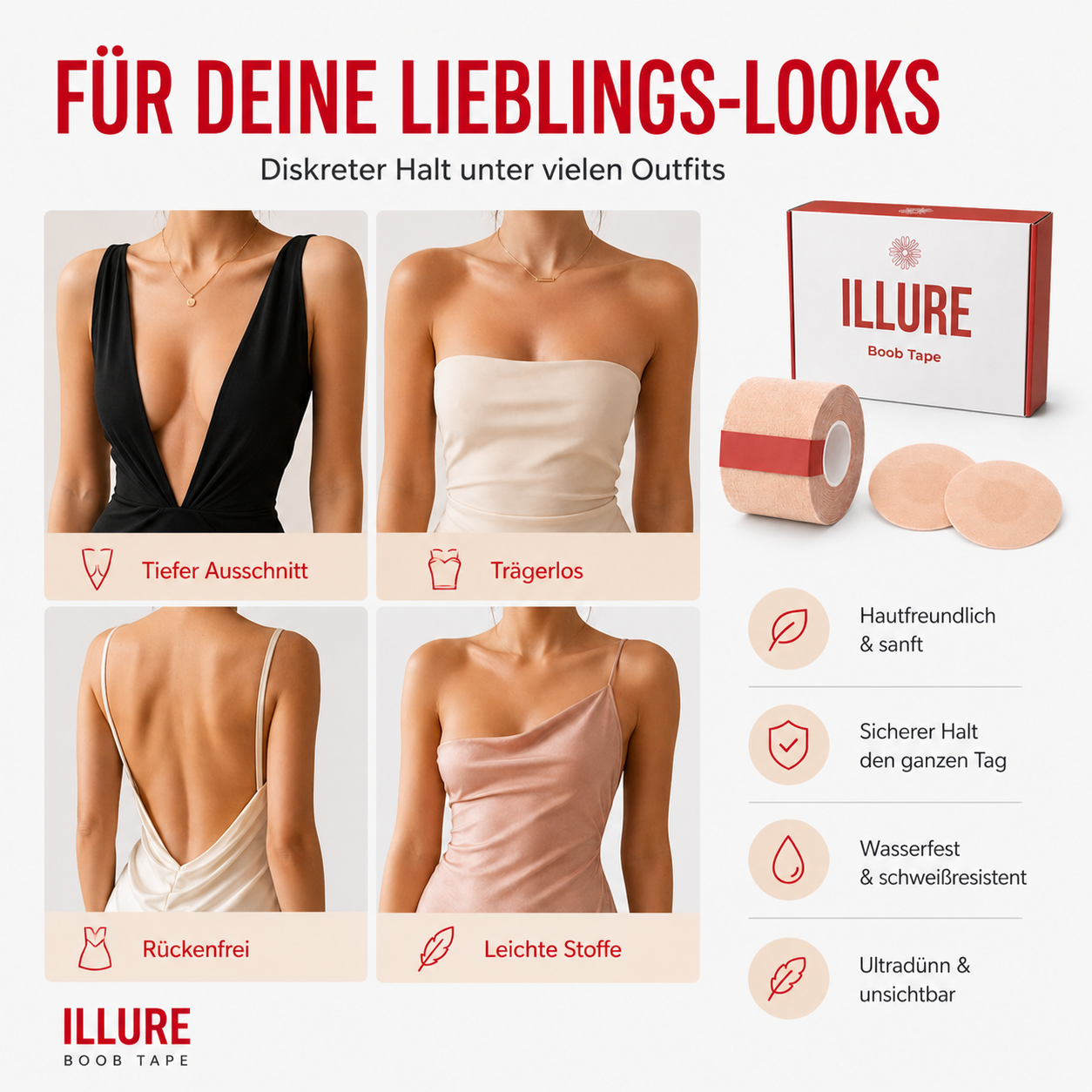 ILLURE® Premium Boob Tape | Bust Tape | Bruststraffungsband